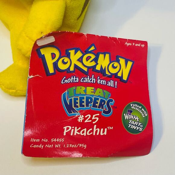 Vintage Pokemon Pikachu Plush Treat Keeper with Tag! Wonka Tart Tinies Hasbro - Picture 5 of 11